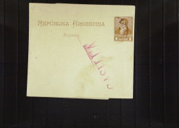 Argentinien:Ganzsache Zeitungsbandarole Mit 1 Centavos REPUBLICA ARGENTINA Um 1880 -Poststempel Schwach -viol. "CASILLA" - Postal Stationery