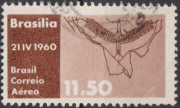 1960 Brasilien AEREO ° Mi:BR 982, Sn:BR C98, Yt:BR PA86, Plan Of Brasilia, Inauguration Of Brasilia As Capital - Luftpost