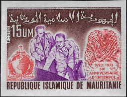 Mauritanie 1973  Y&T 310 Non Dentelé. 50 Ans D'Interpol. Empreinte Digitale, Interpol - Politie En Rijkswacht