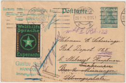 Deutsches Reich Allemagne Germany 1914: Postkarte Mit Vignette "Welthilfs-Sprache Esperanto" Mit ⊙ HANNOVER 29.11.14 - Esperánto