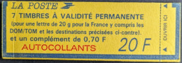 1505 Numéroté 692505  Conf.9 Manque ' 6 'virgules /verso Briat SV Rouge +70c Brun Carnet Fermé, Ligne Bleu D'encadrement - Moderne : 1959-...