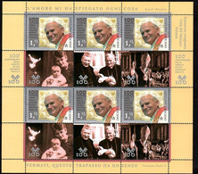 2020 Vaticano, Minifoglio Centenario Nascita Papa Giovanni Paolo II° , Serie Completa Nuova (**) - Blocks & Sheetlets & Panes