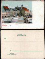 Ansichtskarte Mittweida Marktplatz Markt Marktstände, Stadt-Teilansicht 1908 - Mittweida