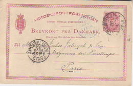 DENMARK. 1892/Kobenhavn, Ten-ore PS Card/abroad Mail. - Postwaardestukken