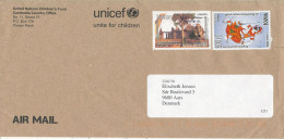 Cambodia UNICEF Cover Sent To Denmark Topic Stamps - Kambodscha