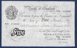 Beale White 5 Pounds Banknote 1950 - 5 Pond