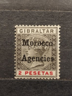 Gran Bretaña.1899. Morocco Agencies. Gibraltar. Reina Victoria . 2 Pesetas - Morocco Agencies / Tangier (...-1958)