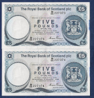 The Royal Bank Of Scotland Plc 2 Consecutive 5 Pounds Banknotes 1985 - 5 Pond