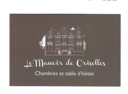 Carte De Visite Chambres D'Hôtes - Le Manoir De Crisolles - 60400 Crisolles - - Other & Unclassified