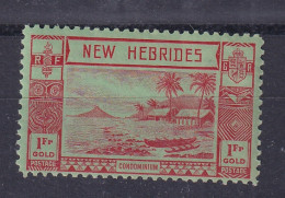 New Hebrides: 1938   Gold Currency - Lopevi Island & Canoe   SG60   1Fr   MH - Unused Stamps