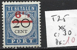 PAYS-BAS TAXE 25 ** Côte 30 € - Postage Due