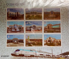 Uzbekistan 2018, Railway Stations, MNH Sheetlet - Portfolio - Ouzbékistan