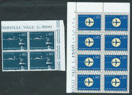 Italia 1965; Rete Aerea Postale Notturna: Lire 40 In: Quartina D' Angolo + Lire 90 In Blocco D' Angolo Di 8 Valori. - 1961-70:  Nuovi