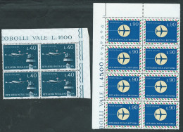 Italia 1965; Rete Aerea Postale Notturna: Lire 40 In: Quartina D' Angolo + Lire 90 In Blocco D' Angolo Di 8 Valori. - 1961-70: Neufs