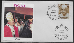 India.   Pastoral Visit Of Pope John Paul II To India, Penaji.  Special Cancellation On Cachet Special Envelope - Brieven En Documenten