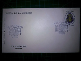 ARGENTINE, Enveloppe FDC Commémorative De La "Fête Des Vendanges". Cachet De La Poste Et Timbre Postal Spécial. Année 19 - FDC