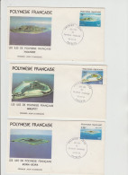 LOT DE 3 FDC  POLYNESIE FRANCAISE N 171 / 173 ILES DE POLYNESIE FRANCAISE /HUIAHINE/MAUPITI/BORA-BORA - FDC