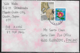 Japan. Christmas Mail 1995 To Mr. Santa Claus. Stamps Sc. 1415, 2504 On Air Mail Letter, Sent From Osaka At 19.11.1995 - Lettres & Documents