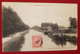 CPA Décollée - Thourotte -(Oise) - Le Canal  -( Péniches, Péniche ) - Thourotte