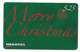 Menards  U.S.A., Carte Cadeau Pour Collection, Sans Valeur, # Menards-1 - Gift And Loyalty Cards