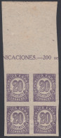 España Spain Variedad 748sa Bl.4 1938 Cifras - Otros & Sin Clasificación