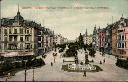 ! Alte Ansichtskarte Aus Stettin , Denkmal, Kaiser Wilhelm Straße, 1907 - Pommern