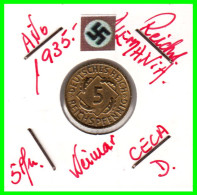 GERMANY REPÚBLICA DE WEIMAR 5 PFENNIG DE PENSIÓN ( 1935 CECA-D ) MONEDA DEL AÑO 1923-1936 (RENTENPFENNIG KM # 32 - 5 Rentenpfennig & 5 Reichspfennig