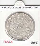 CR3039 MONEDA AUSTRIA 50 SCHILLINGS 1972 MBC PLATA - Otros & Sin Clasificación