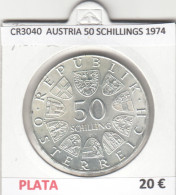 CR3040 MONEDA AUSTRIA 50 SCHILLINGS 1974 MBC PLATA - Otros & Sin Clasificación