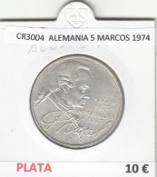 CR3004 MONEDA ALEMANIA 5 MARCOS 1974 MBC PLATA - Otros – Asia