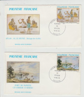 4 FDC POLYNESIE FRANCAISE PA170/173 PEINTURES DU 19e SIECLE 15 DEC 1982 - FDC