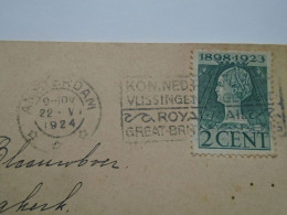D201646   Netherlands - Kon Ned Postvaart Vlissingen - Engeland Royal Mail Great Britain - Flushing - Amsterdam 1924 - Poststempels/ Marcofilie