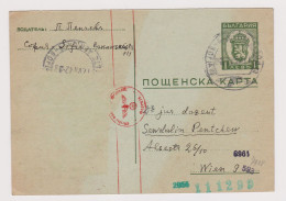 Bulgaria Bulgarie Bulgarien Ww2 Postal Stationery Card, Entier, Sent Airmail To Occ Austria-Wien German Censored /68125 - Cartes Postales