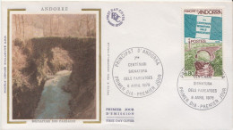 Andorra Stamp On Silk FDC - Puentes