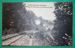 CARTE POSTALE TRAMWAY SAINT JEAN LE THOMAS AU TRAVERS DES BOIS MANCHE POST CARD FRANCE - Strassenbahnen