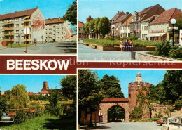 73033472 Beeskow Poststrasse Thaelmann Platz Kleine Spree Stadtmauer Pulverturm  - Beeskow