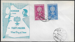 Jordan FDC Sc. 379-380.   Fight Against Malaria.  FDC Cancellation On Cachet FDC Envelope - Jordanie