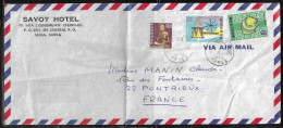 Korea (South). Stamps Sc. 652, 735-736 On Air Mail Letter, Sent From Seoul On 3.12.1970 To France - Jordanie