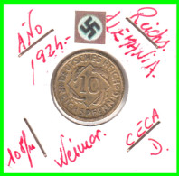 GERMANY REPÚBLICA DE WEIMAR 10 PFENNIG DE PENSIÓN ( 1924 CECA-D ) MONEDA DEL AÑO 1923-1936 (RENTENPFENNIG KM # 32 - 10 Renten- & 10 Reichspfennig