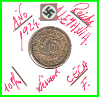 GERMANY REPÚBLICA DE WEIMAR 10 PFENNIG DE PENSIÓN ( 1924 CECA-F ) MONEDA DEL AÑO 1923-1936 (RENTENPFENNIG KM # 32 - 10 Renten- & 10 Reichspfennig