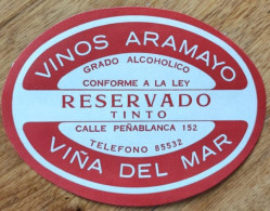 Chile Viña Del Mar "Vinos Aramayo" Wine Label (Red) - Alcoholes