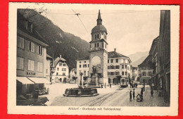 ZXR-07  Altdorf Dorfplatz. Tramway. BELEBT. Gelaufen 1914 Photoglob - Altdorf