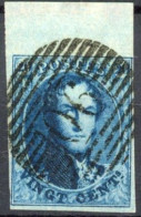[O SUP] N° 11a, Bleu Foncé, Bien Margé Avec Grand Bord De Feuille - Obl Centrale 'P90' Ostende. LUXE - 1858-1862 Medaillen (9/12)