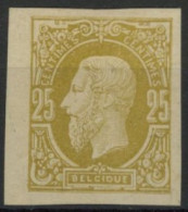 [* SUP] N° 32, 25c Jaune-olive, Non Dentelé Avec Bord De Feuille - LUXE - Cote: 400€ - 1869-1883 Léopold II