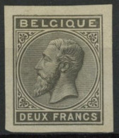 [(*) SUP] 1883 : 2F Gris/noir Non Dentelé Sur Papier Mince Grisâtre (Stes 1855 - Indice 3). Rare - 1869-1883 Leopold II