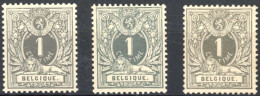 [** SUP] N° 43+43a+43b, 1c Gris, Les 3 Nuances - Bon Centrage - Cote: 72.5€ - 1884-1891 Leopold II