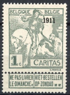 [** SUP] N° 92, 1c+1c Gris - Fraîcheur Postale - Cote: 155€ - 1910-1911 Caritas