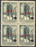 [** SUP] N° 220, Invalides En Bloc De 4 Surchargé Specimen En Rouge Et Perforés - Unused Stamps