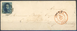 [Lettre TB] N° 4 TB Margé (petit Bdf-t.61) Sur Enveloppe D'Anvers Le 6 Mai 1851 Vers Le Camp De Beverloo - 1849-1850 Medallones (3/5)