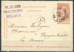 [Carte TB] 1898 : Carte-lettre 10c Rouge-brun Ambulant 'Liège-Erquelinnes 2' Type T1L Le 4 Mai Vers Borgerhout - 1893-1900 Schmaler Bart